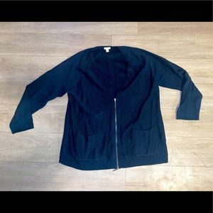 J. Jill navy blue sweater cardigan zip up size large
